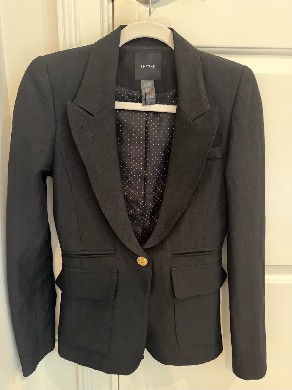 Smythe Duchess Black Single-Button Notched Lapel Blazer